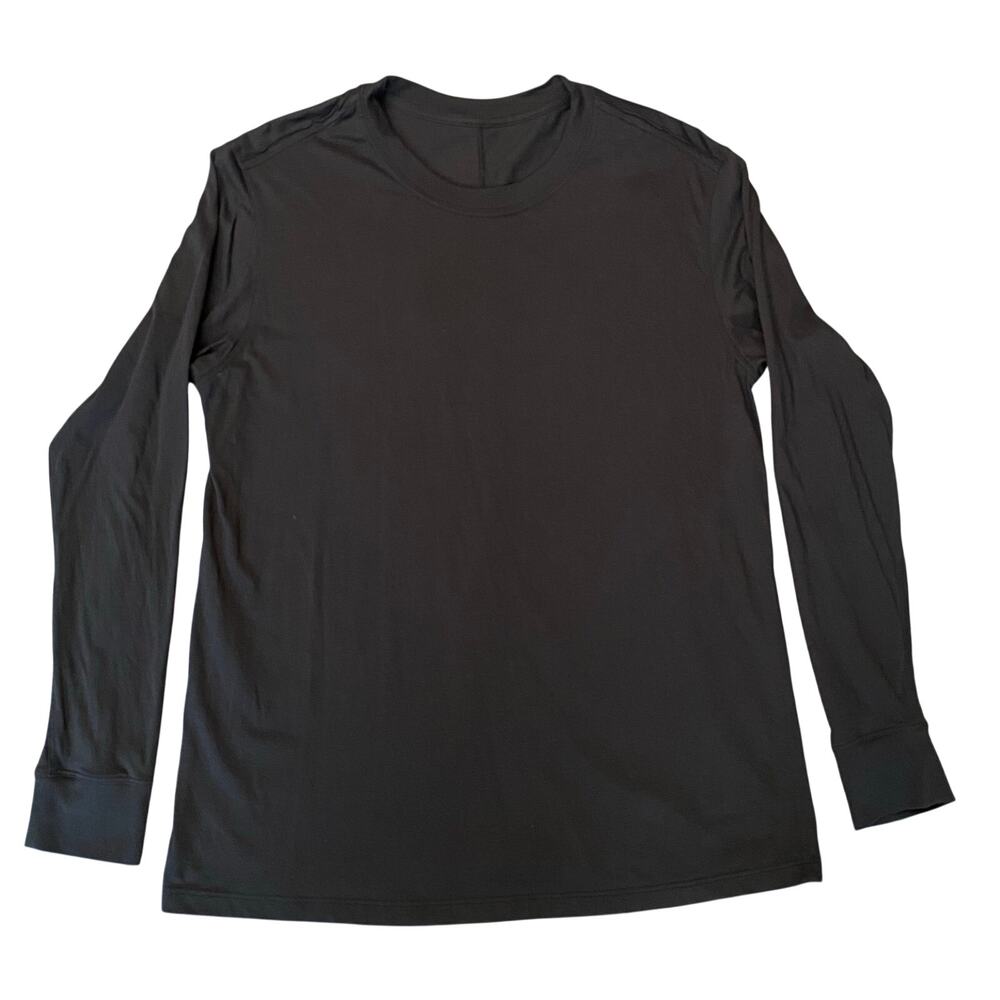 Lululemon Love Long Sleeve Tee Women Sz M Black Pima Cotton Crew Neck